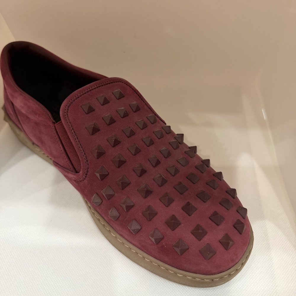 Valentino Slip on Sneakers (Men) Burgundy Rockstud 42 ½